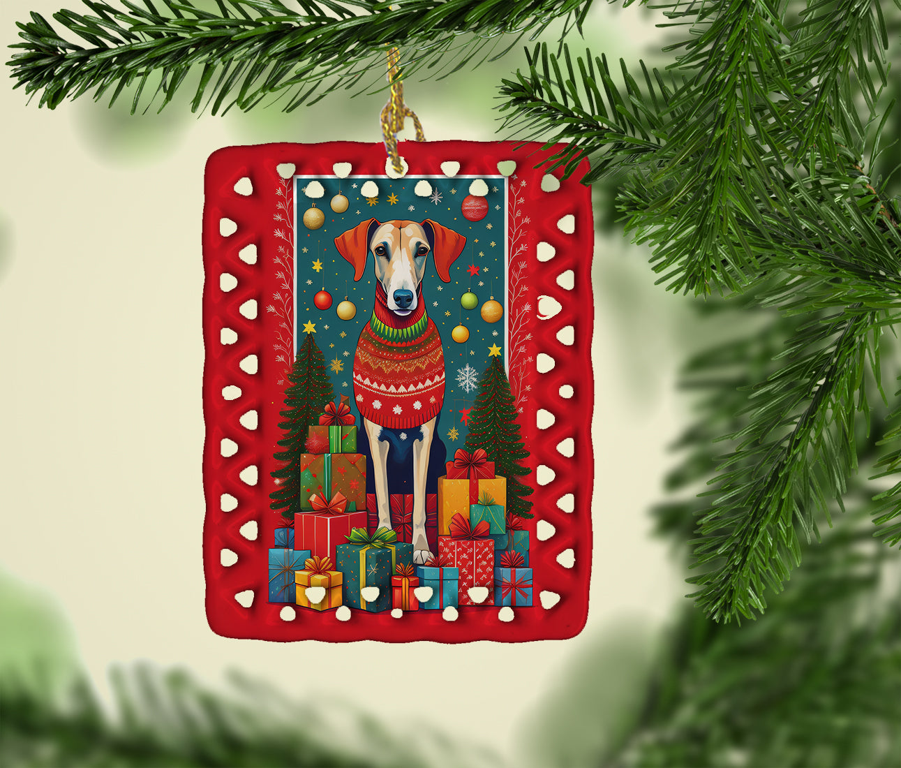 Azawakh Hound Holiday Christmas Porcelain Ornament