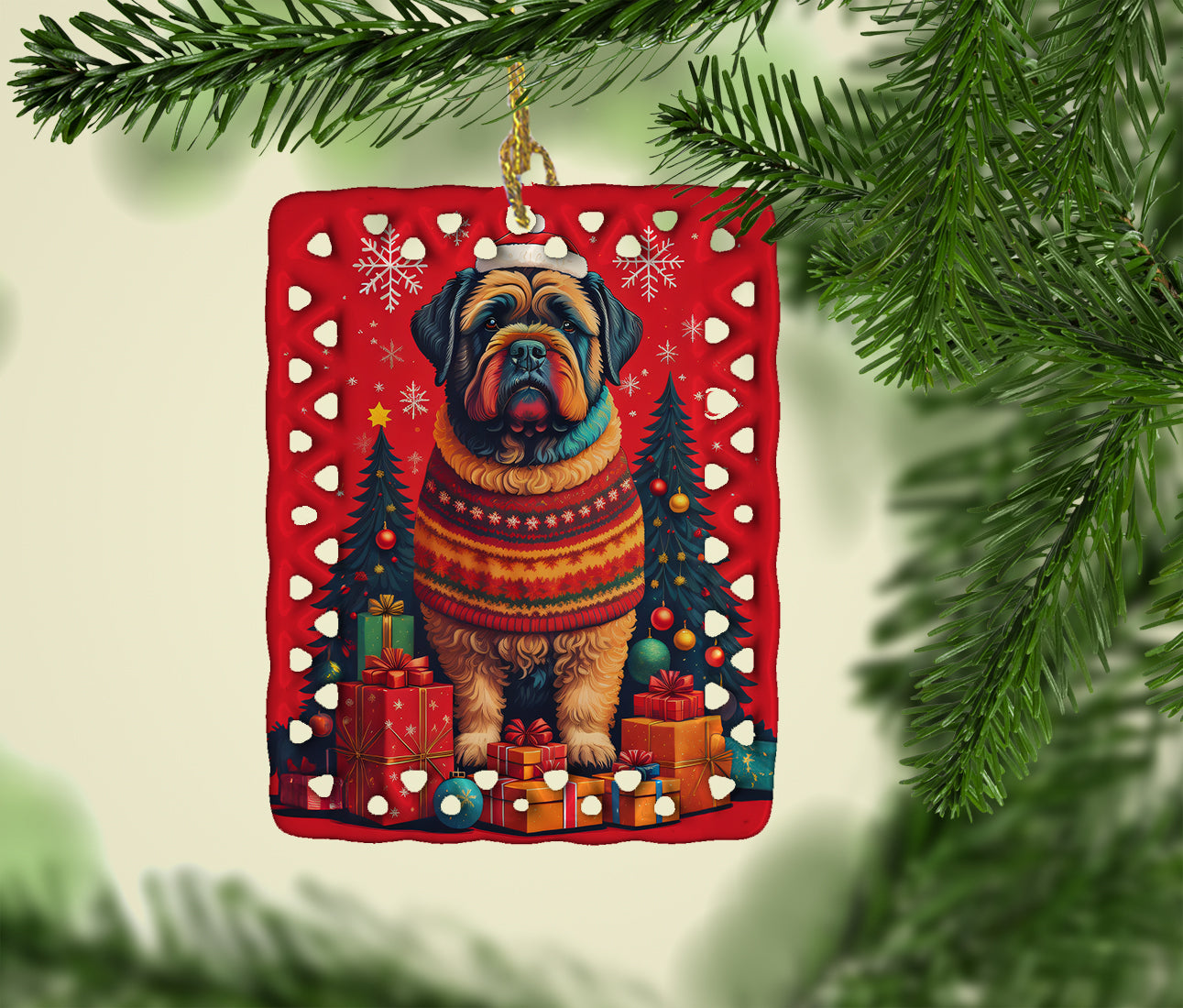 Bouvier des Flandres Holiday Christmas Porcelain Ornament