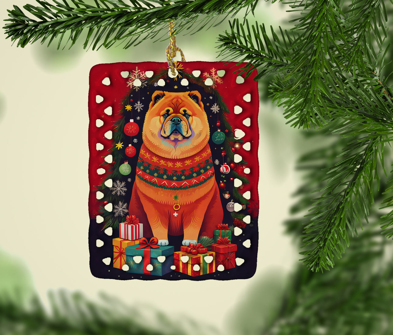 Chow Chow Holiday Christmas Porcelain Ornament