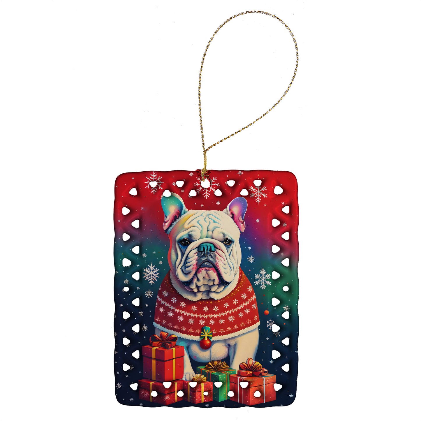 Buy this English Bulldog Holiday Christmas Porcelain Ornament