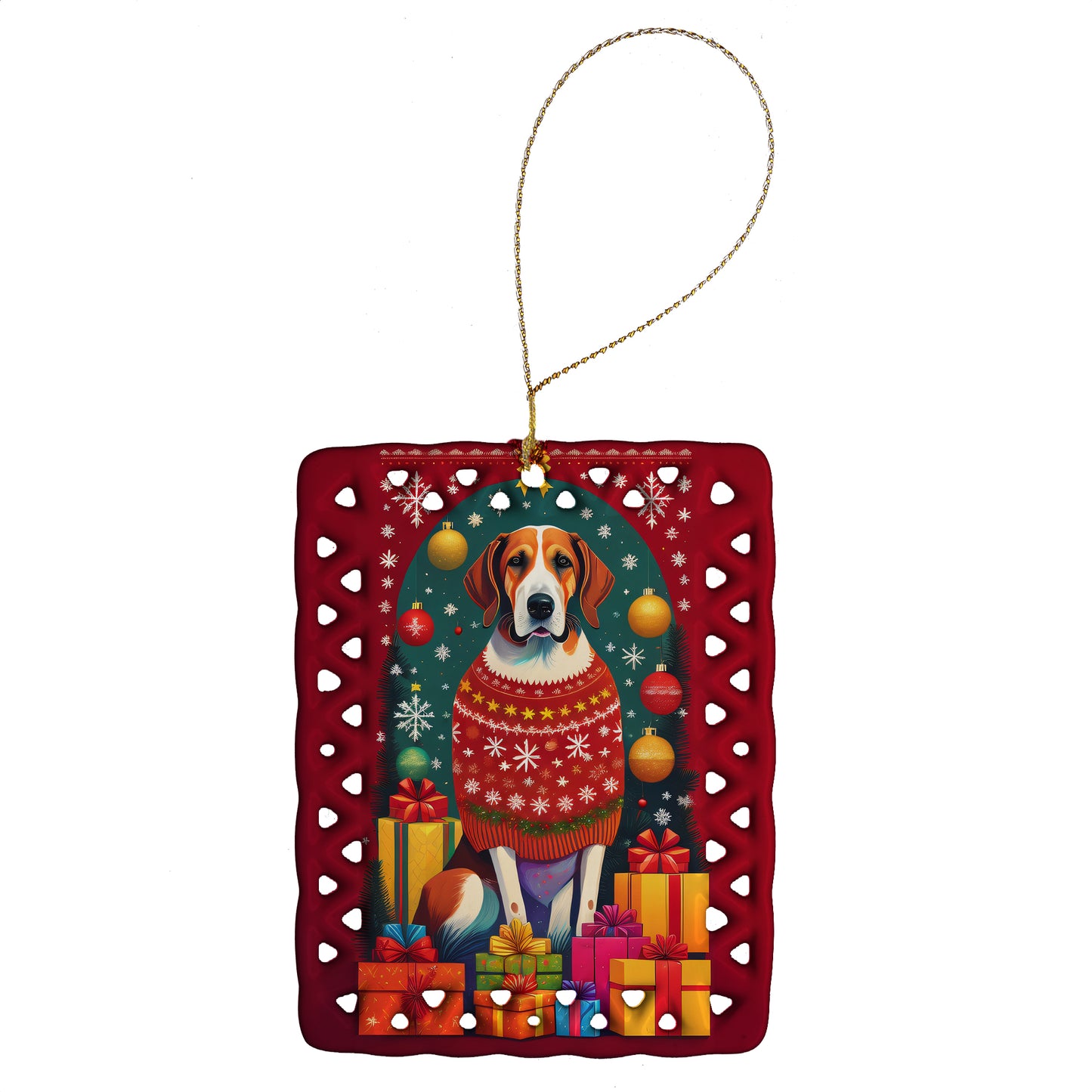 Buy this English Foxhound Holiday Christmas Porcelain Ornament