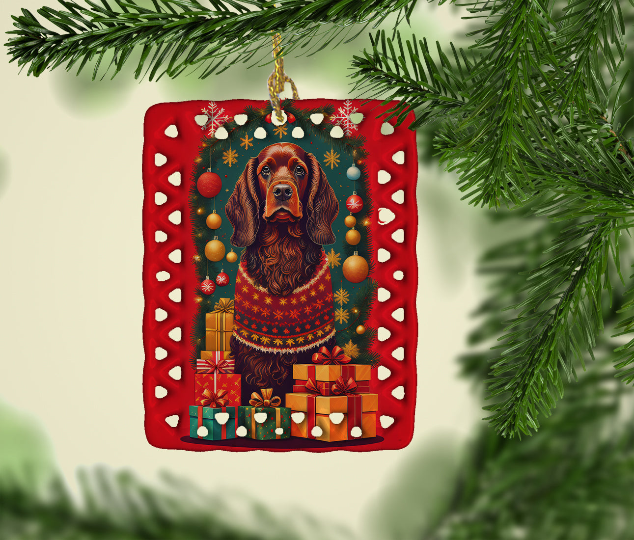 Field Spaniel Holiday Christmas Porcelain Ornament