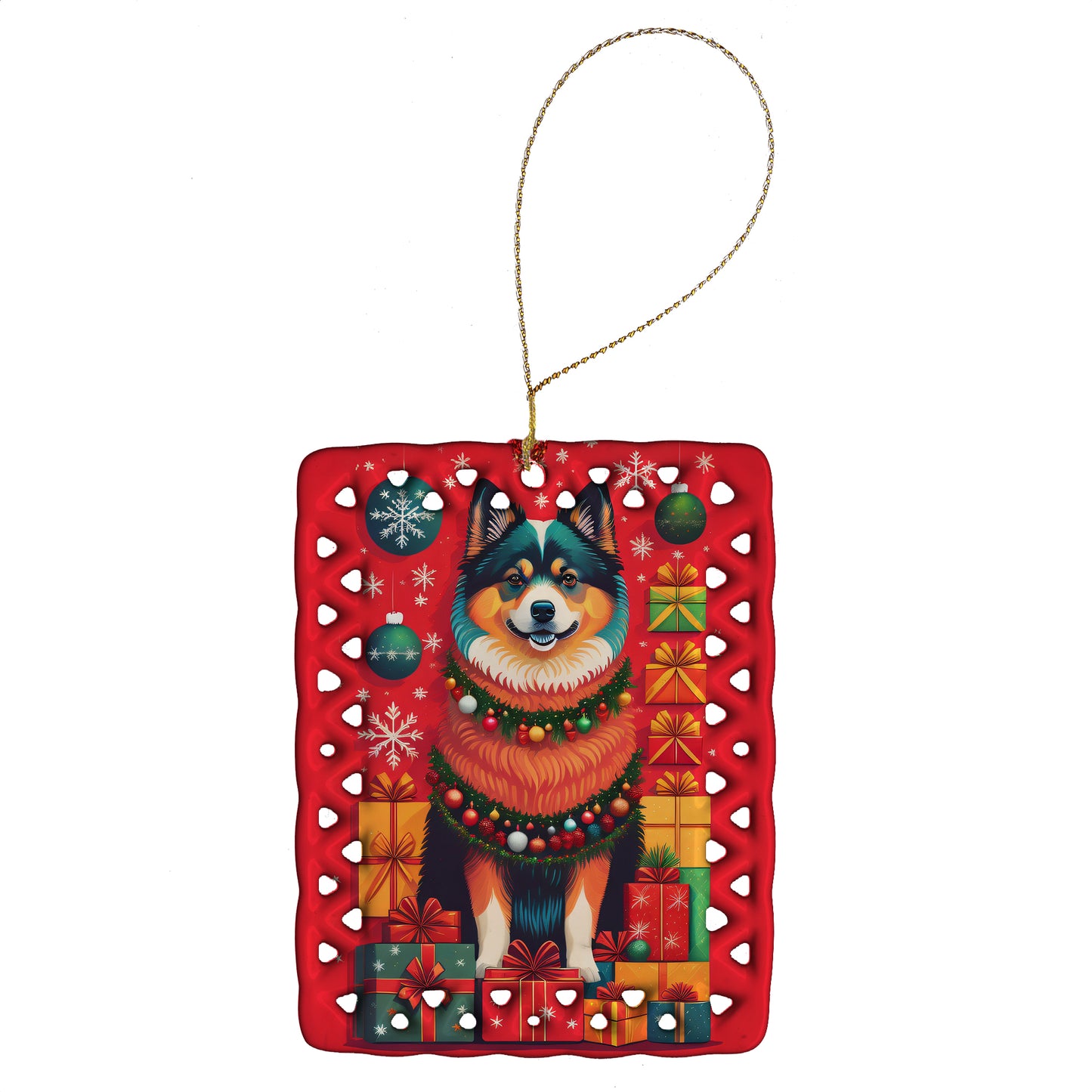 Buy this Finnish Lapphund Holiday Christmas Porcelain Ornament