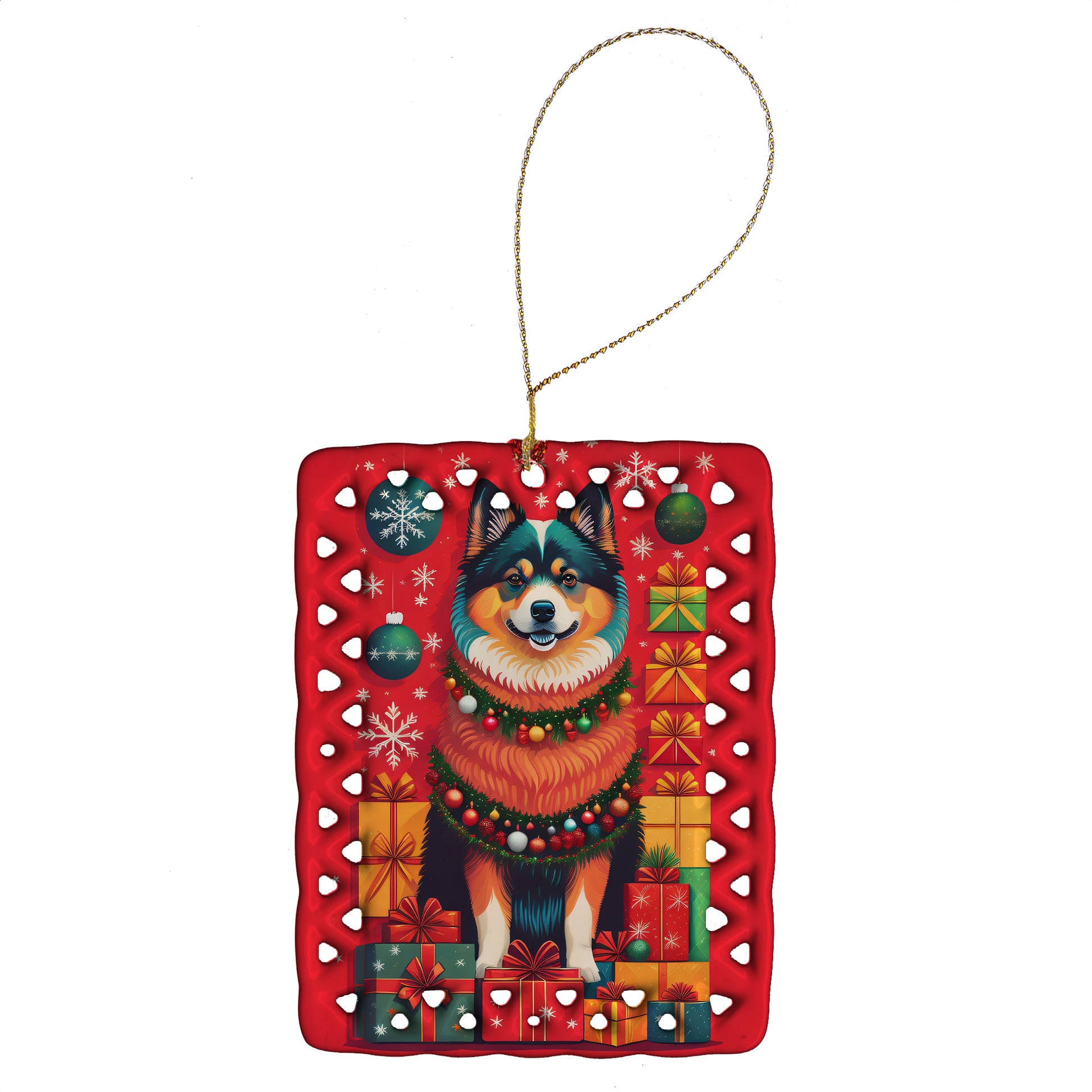 Buy this Finnish Lapphund Holiday Christmas Porcelain Ornament