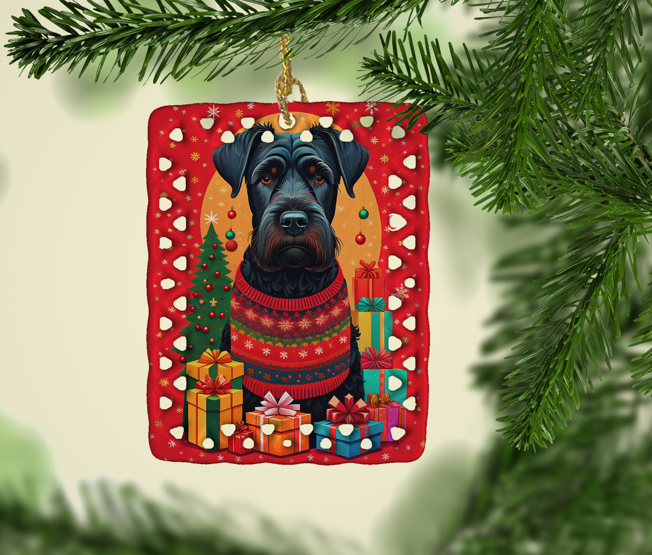 Giant Schnauzer Holiday Christmas Porcelain Ornament