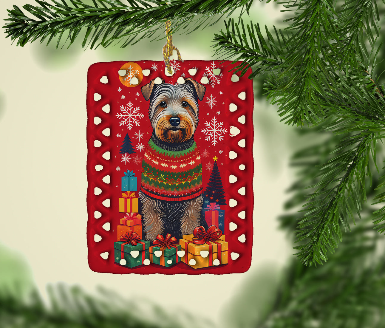 Glen of Imaal Terrier Holiday Christmas Porcelain Ornament