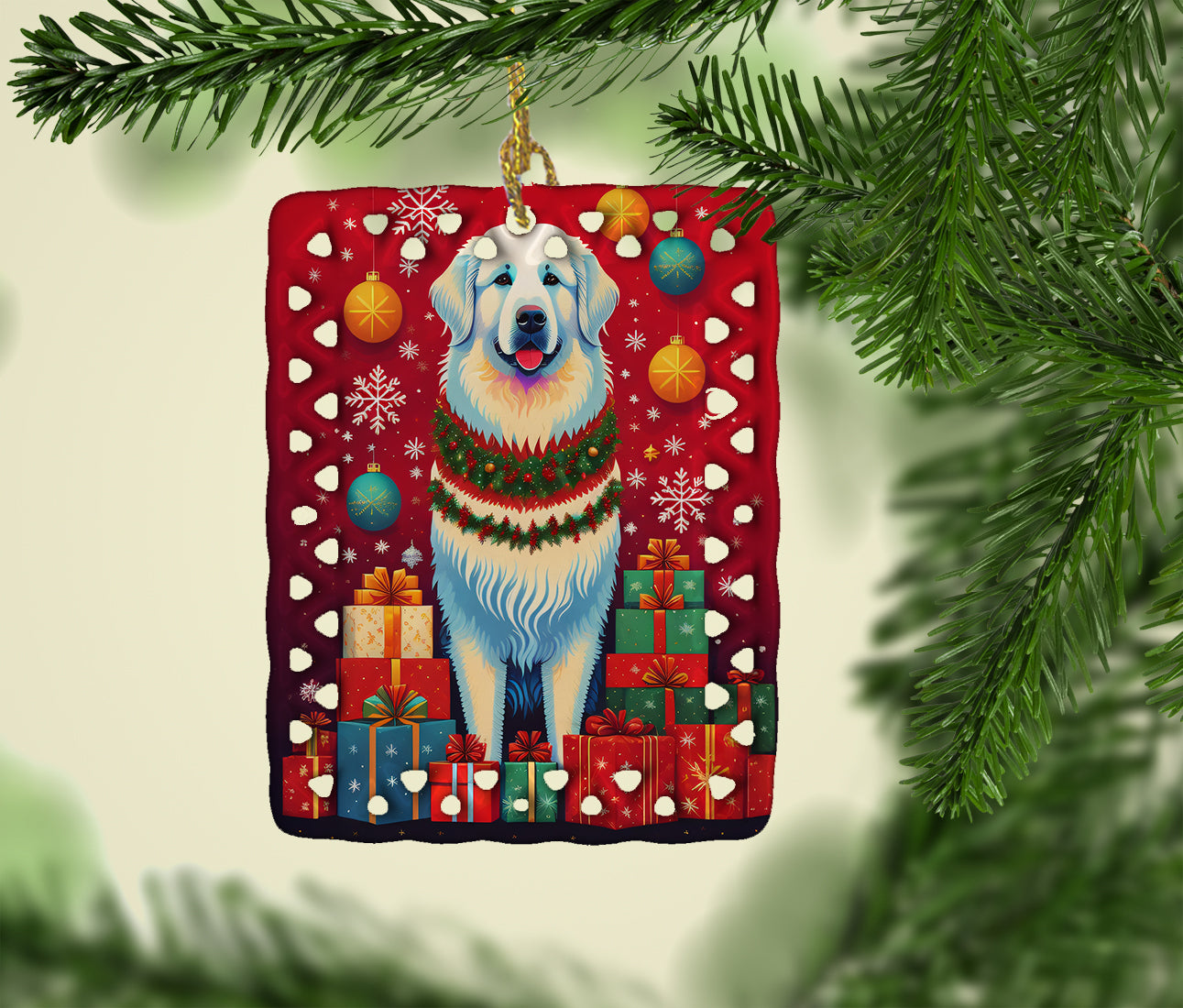 Great Pyrenees Holiday Christmas Porcelain Ornament