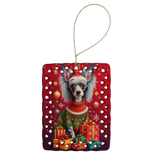 Buy this Chinese Crested Holiday Christmas Porcelain Ornament