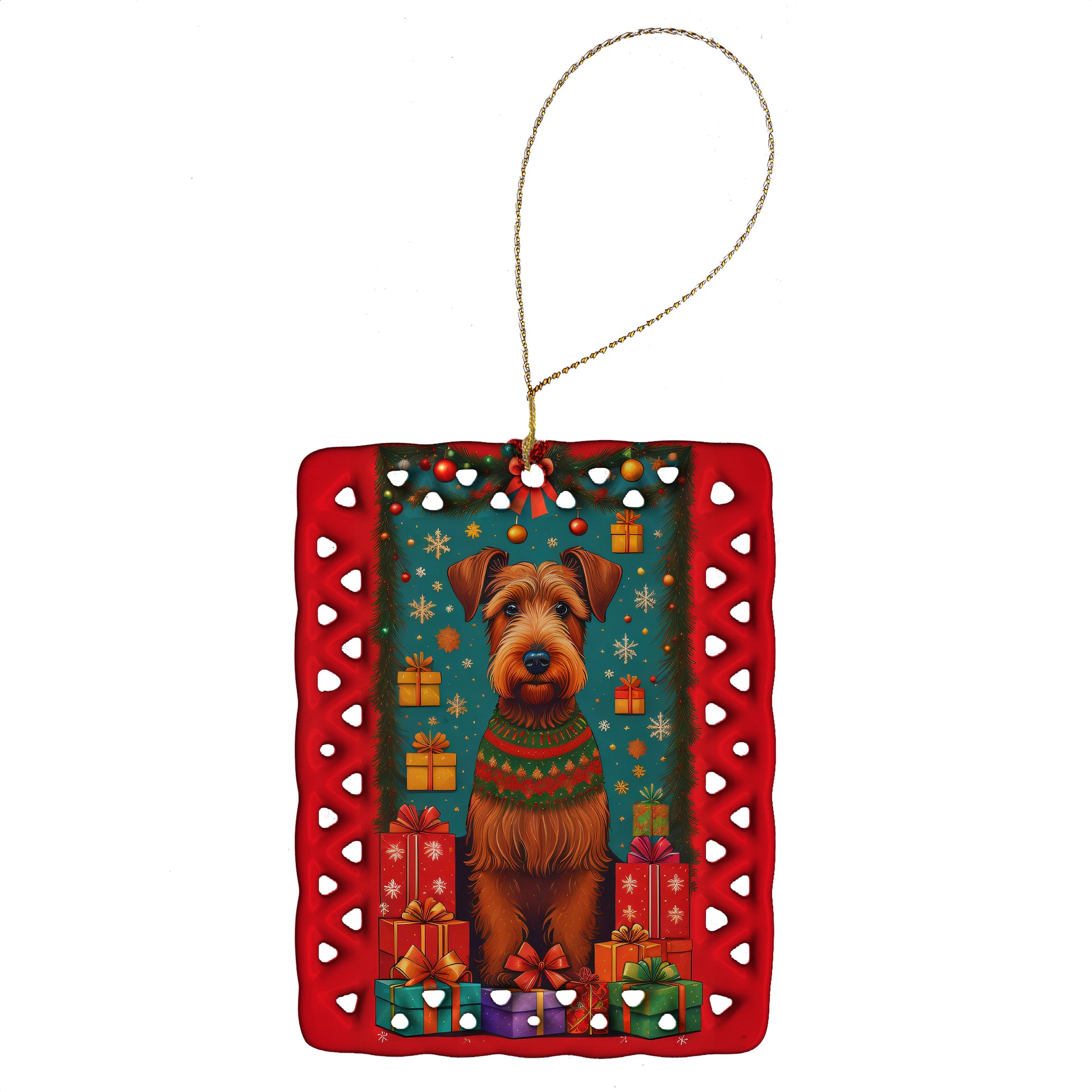 Buy this Irish Terrier Holiday Christmas Porcelain Ornament