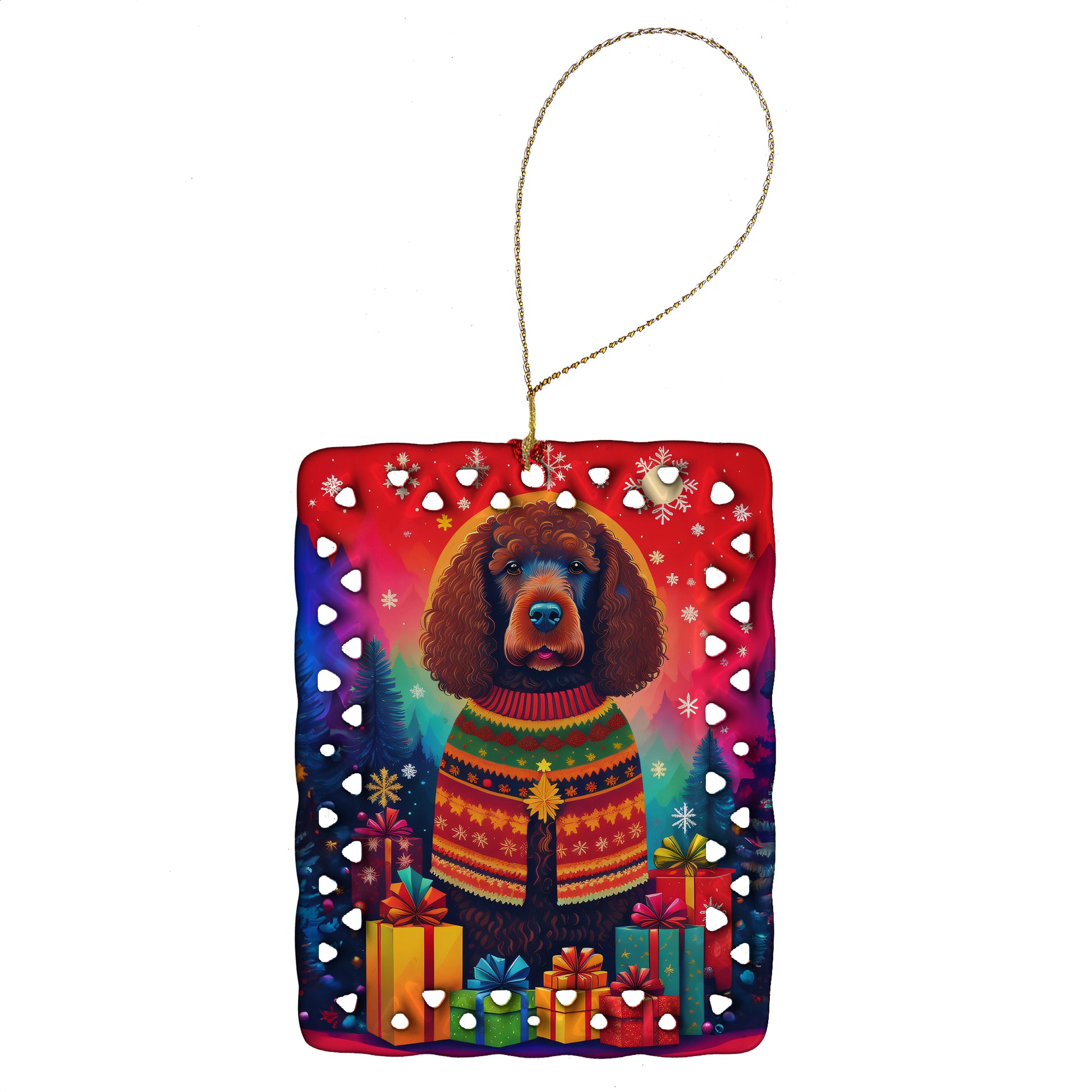 Buy this Irish Water Spaniel Holiday Christmas Porcelain Ornament