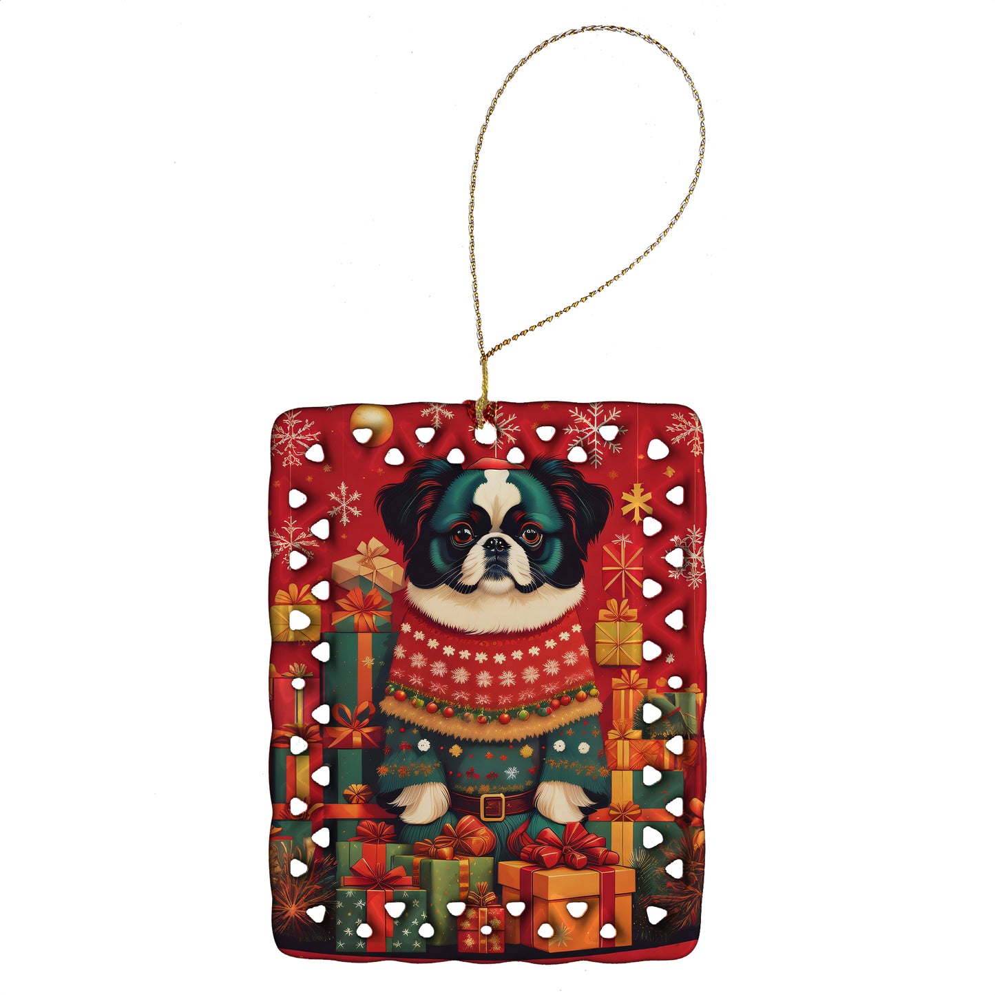 Buy this Japanese Chin Holiday Christmas Porcelain Ornament