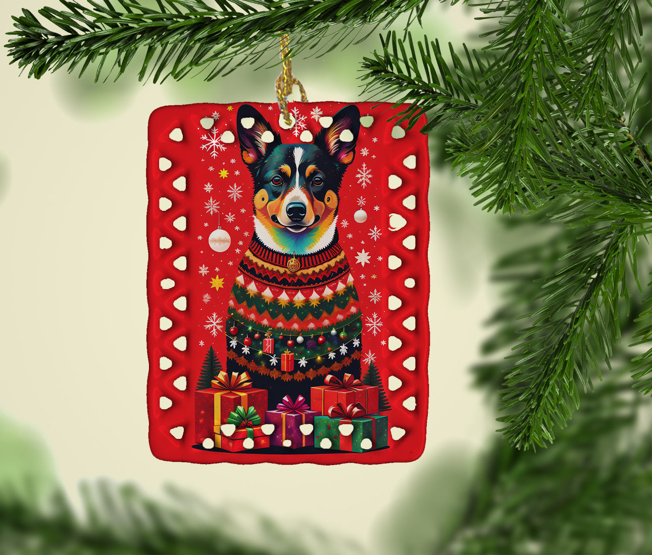 Lancashire Heeler Holiday Christmas Porcelain Ornament
