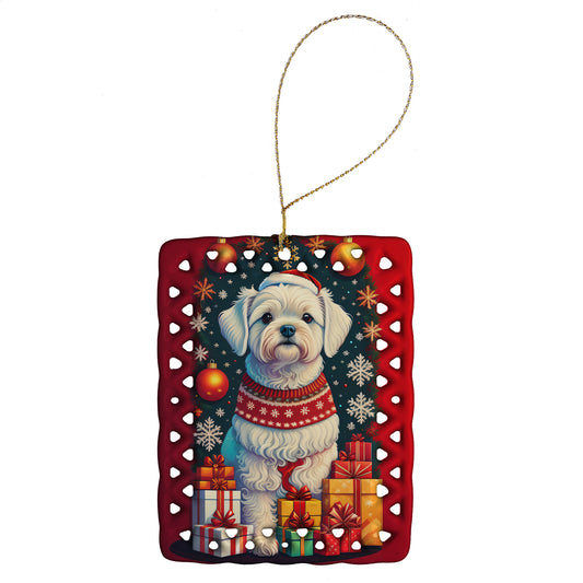 Buy this Maltese Holiday Christmas Porcelain Ornament