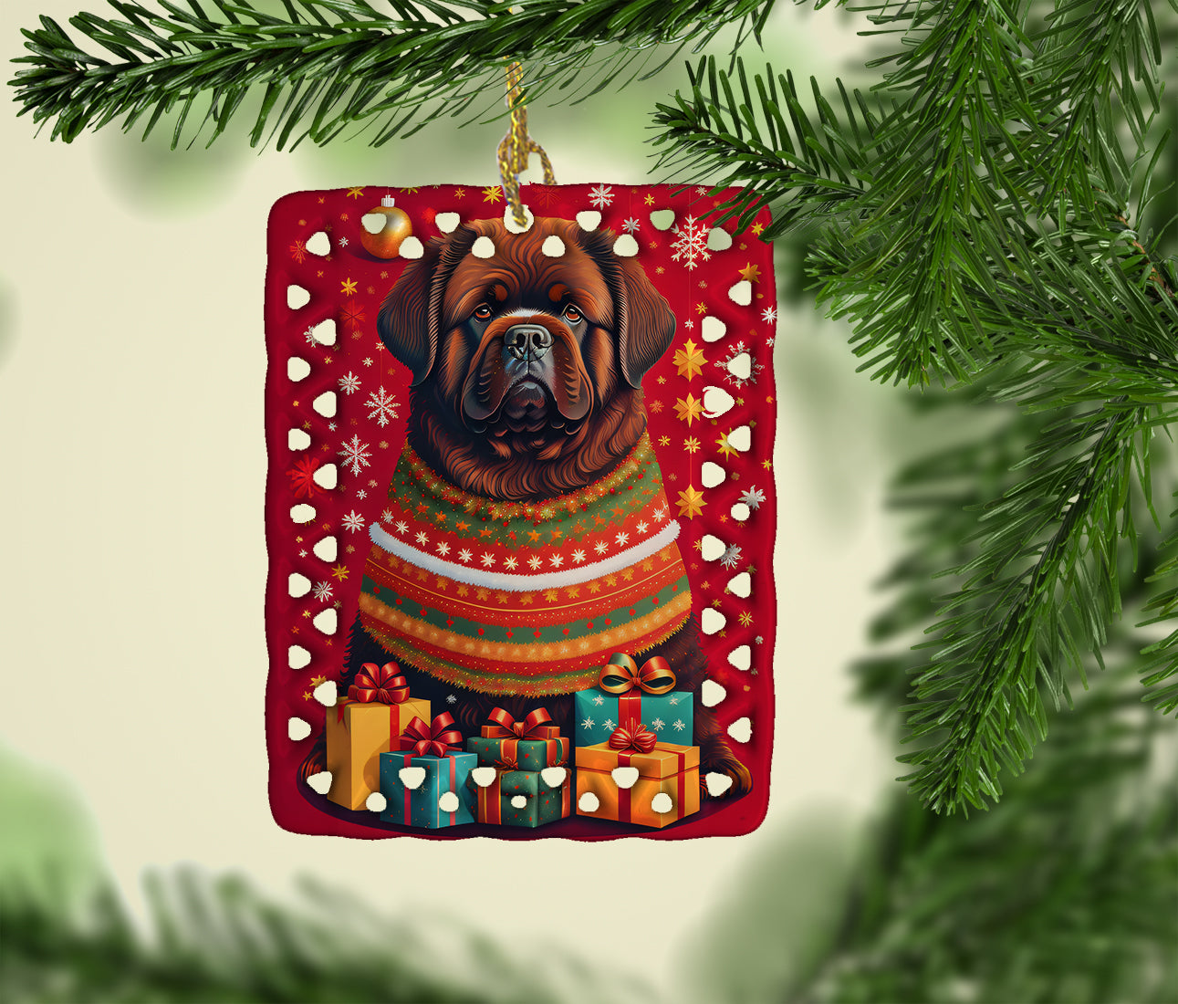 Newfoundland Holiday Christmas Porcelain Ornament