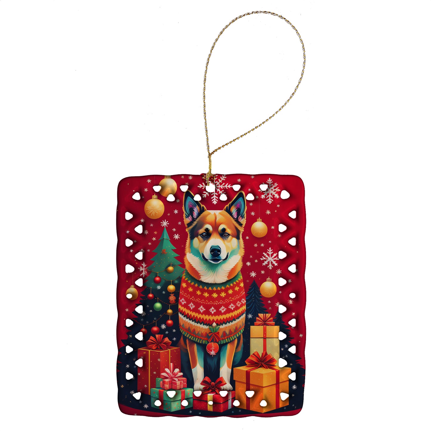 Buy this Norwegian Buhund Holiday Christmas Porcelain Ornament