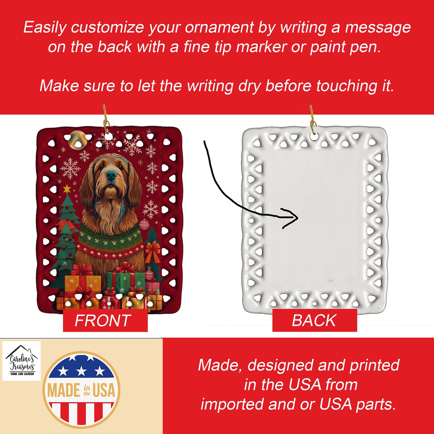 Otterhound Holiday Christmas Porcelain Ornament