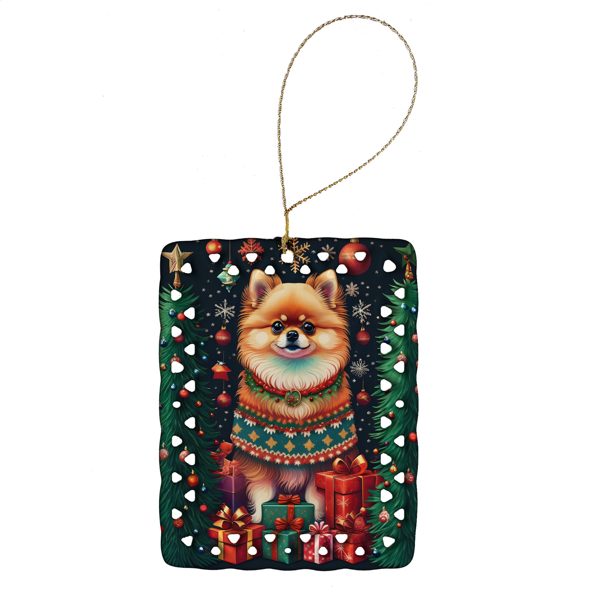 Buy this Pomeranian Holiday Christmas Porcelain Ornament