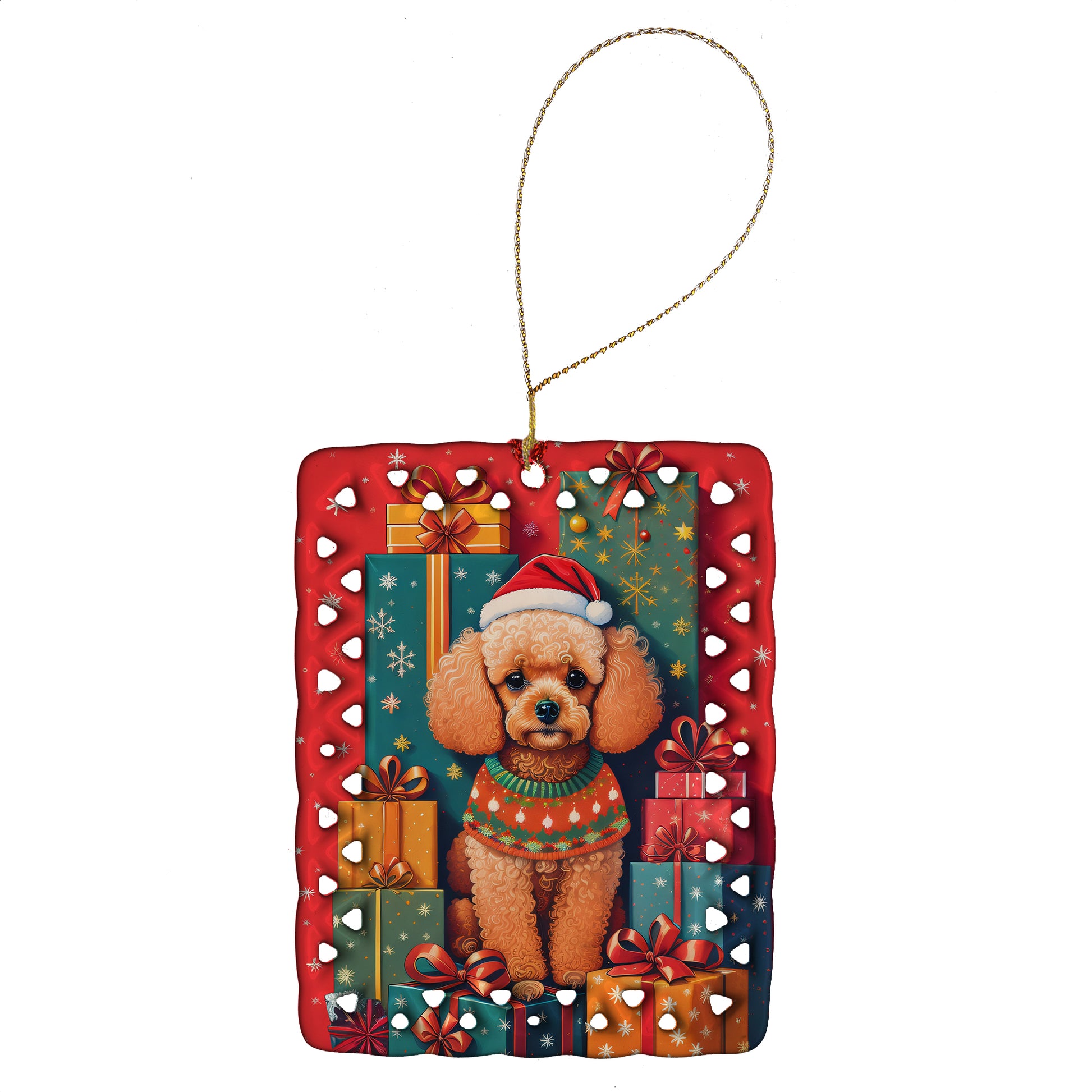 Buy this Poodle Holiday Christmas Porcelain Ornament