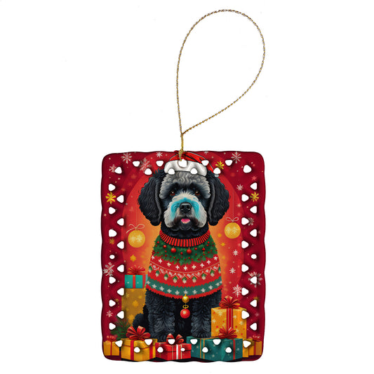 Buy this Portuguese Water Dog Holiday Christmas Porcelain Ornament