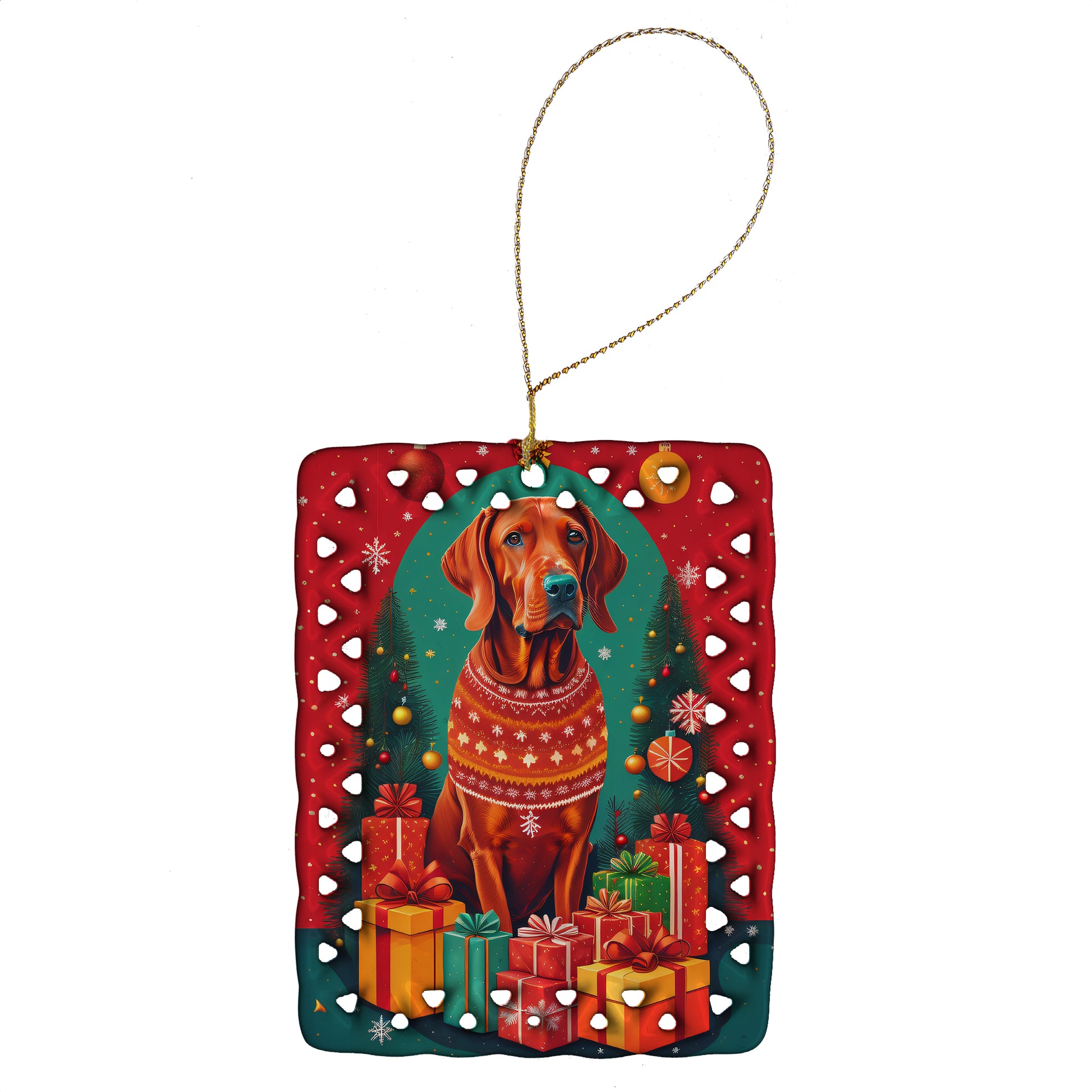 Buy this Red Redbone Coonhound Holiday Christmas Porcelain Ornament