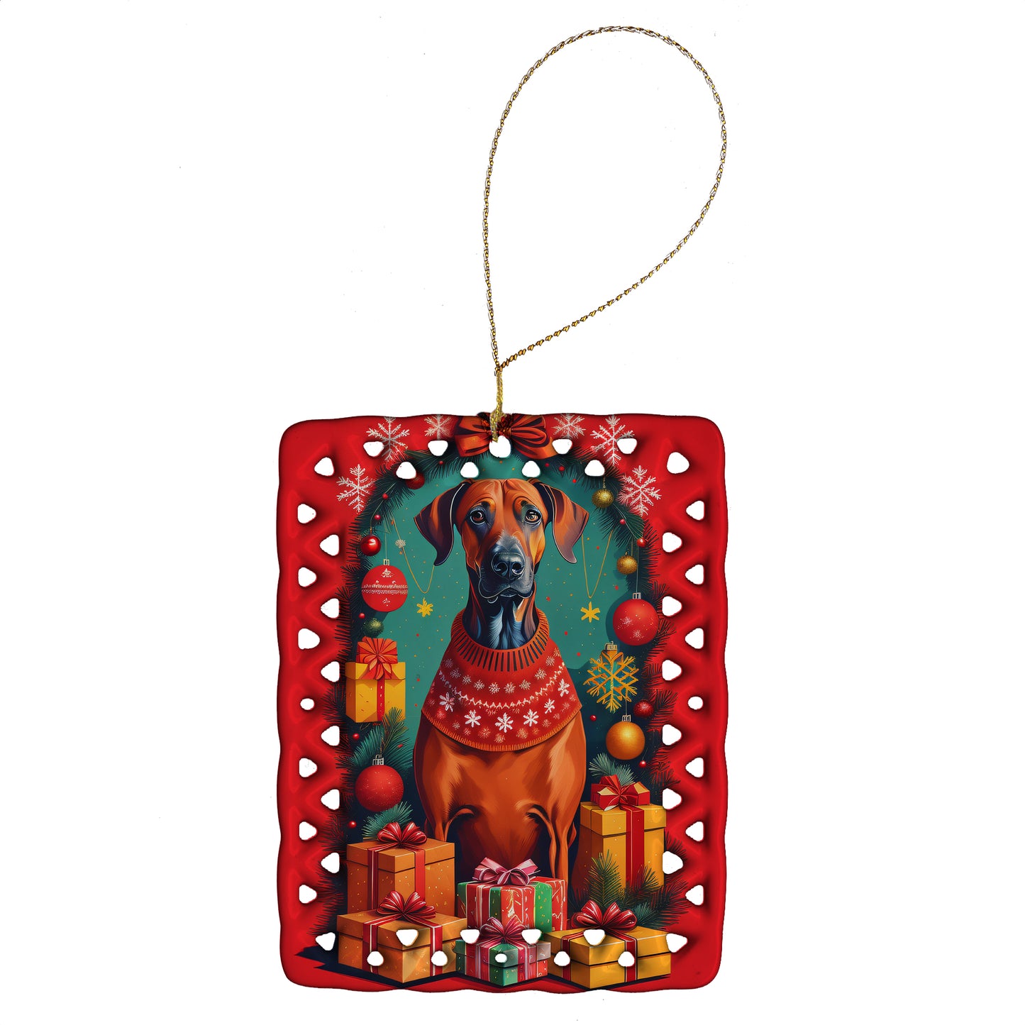 Buy this Rhodesian Ridgeback Holiday Christmas Porcelain Ornament