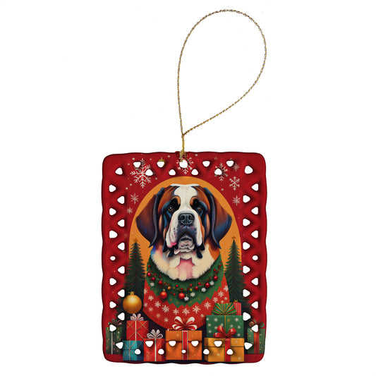 Buy this Saint Bernard Holiday Christmas Porcelain Ornament