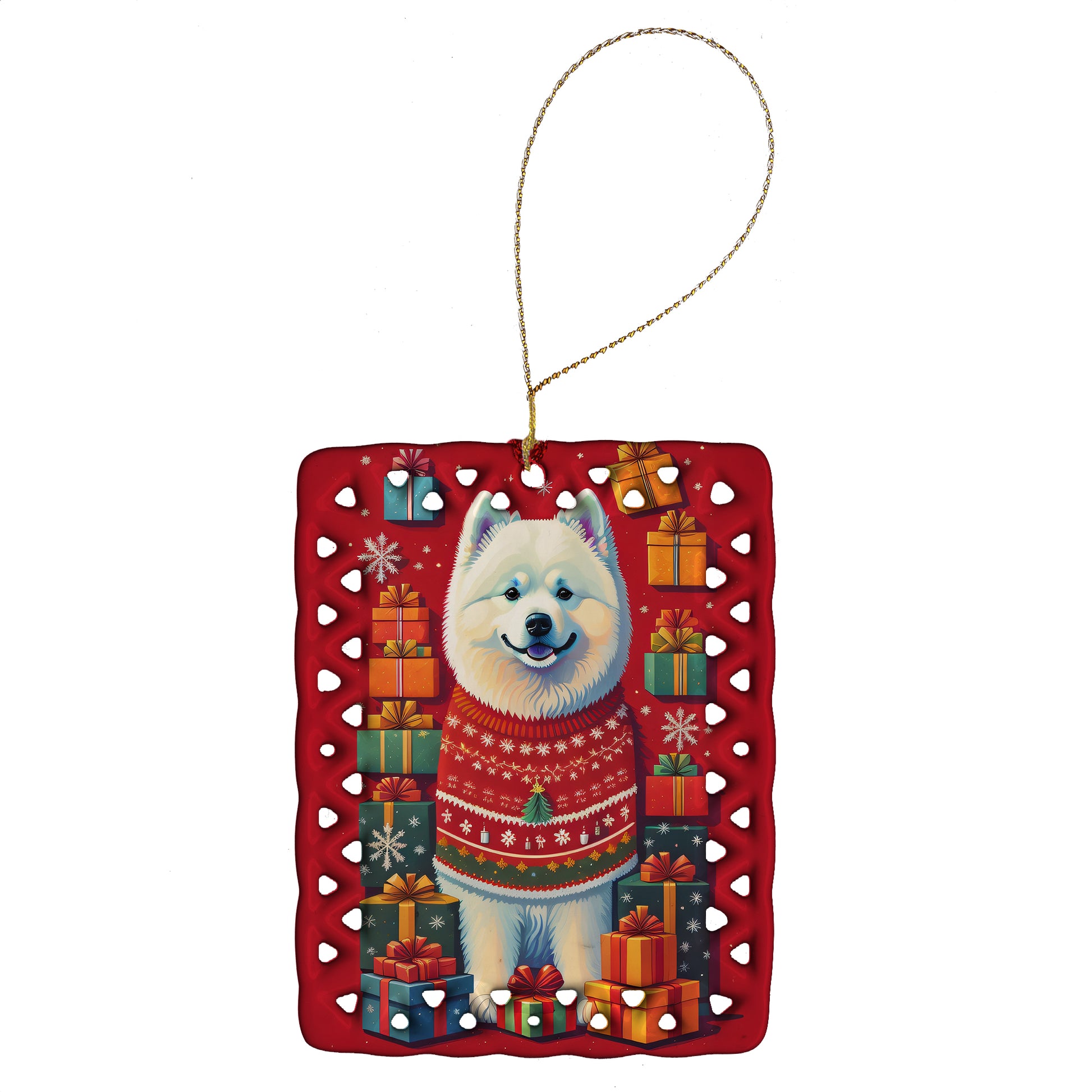 Buy this Samoyed Holiday Christmas Porcelain Ornament