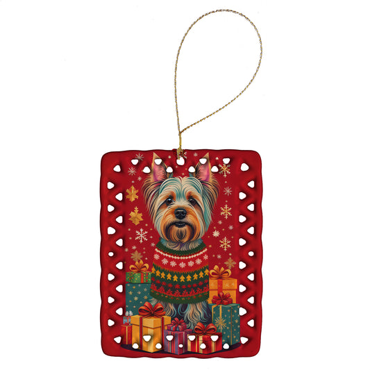 Buy this Silky Terrier Holiday Christmas Porcelain Ornament