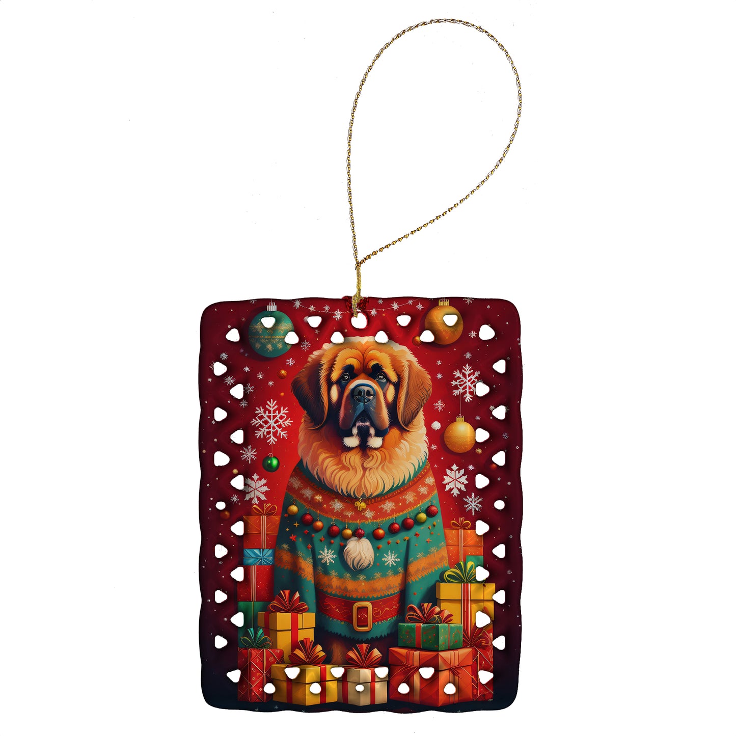 Buy this Tibetan Mastiff Holiday Christmas Porcelain Ornament