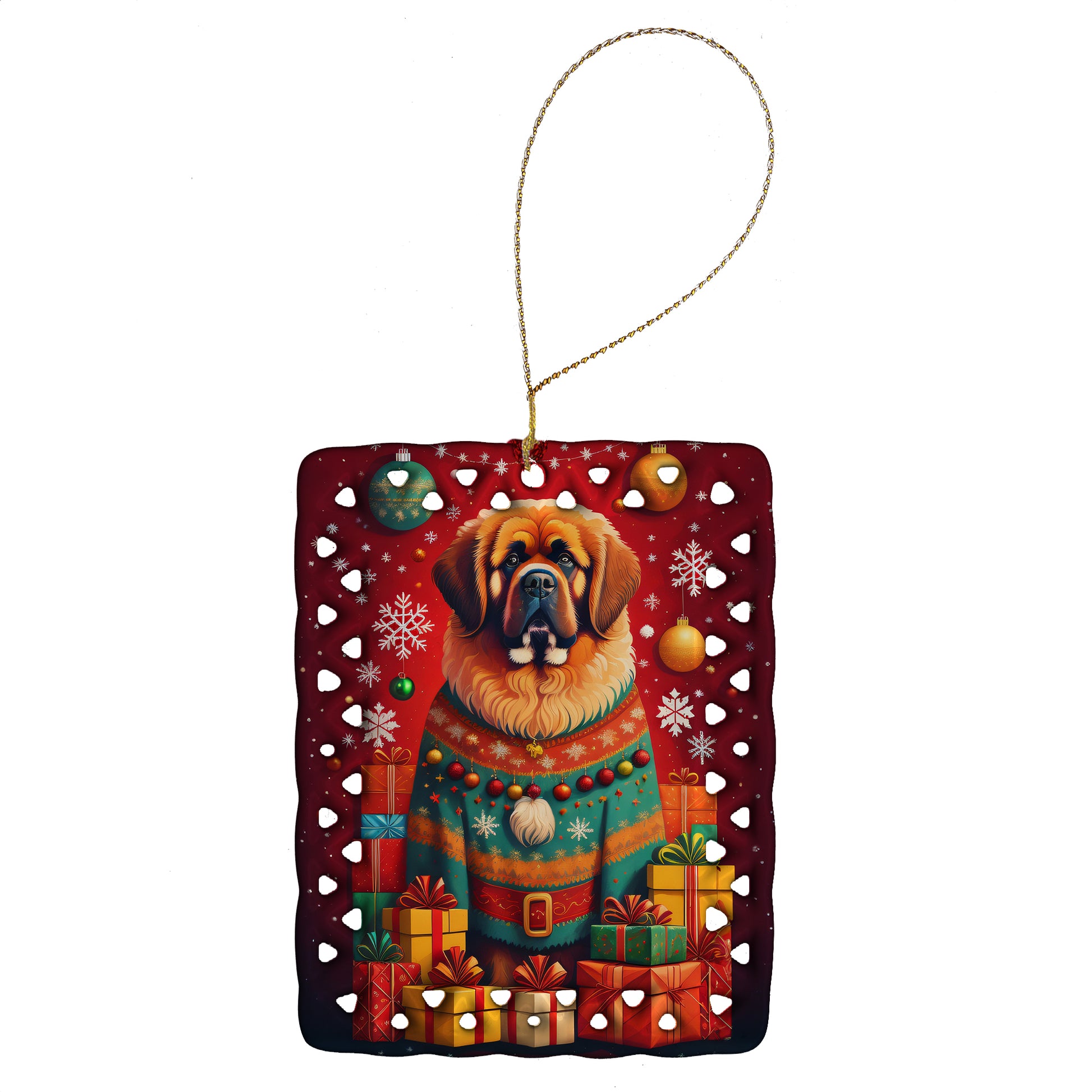 Buy this Tibetan Mastiff Holiday Christmas Porcelain Ornament