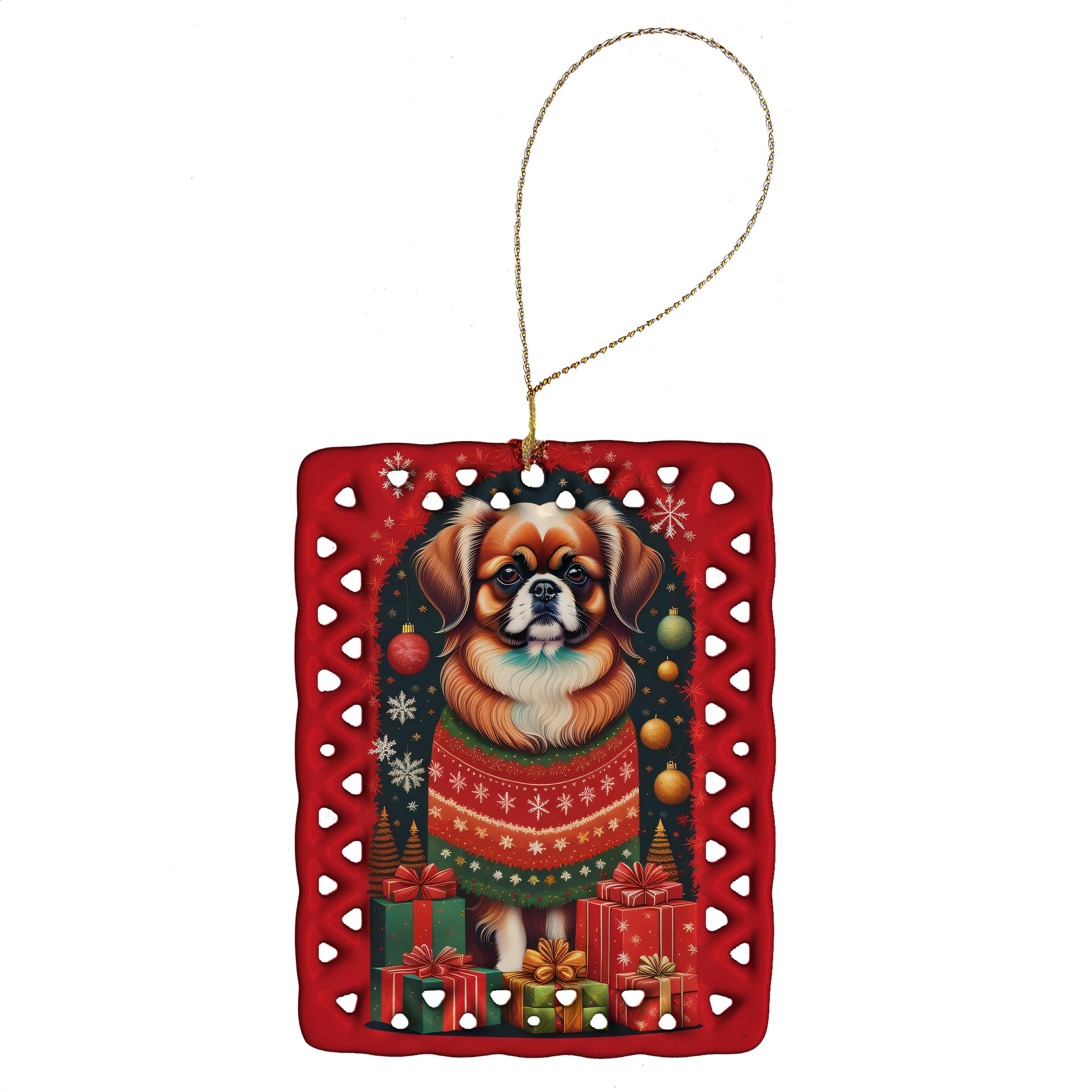 Buy this Tibetan Spaniel Holiday Christmas Porcelain Ornament