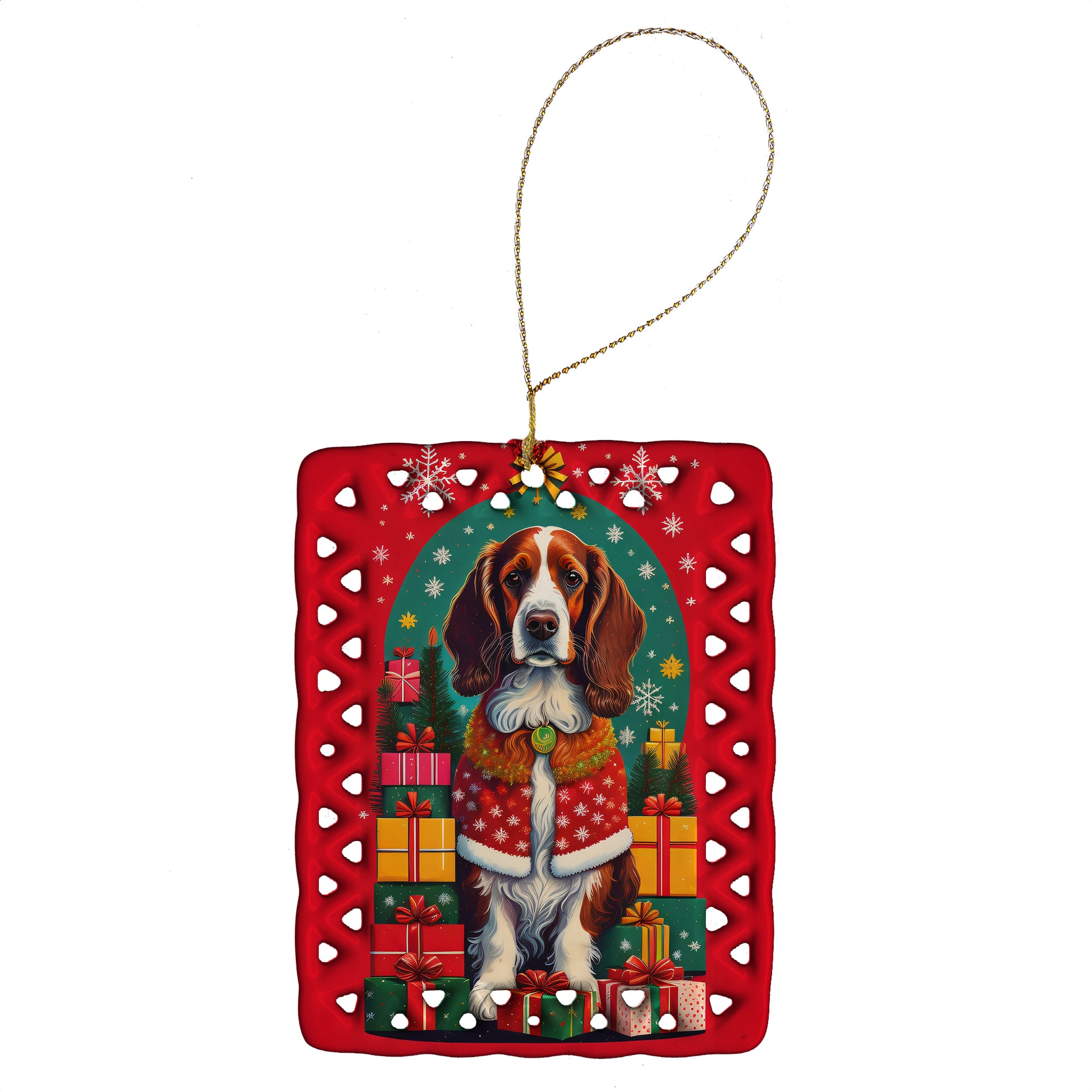 Buy this Welsh Springer Spaniel Holiday Christmas Porcelain Ornament