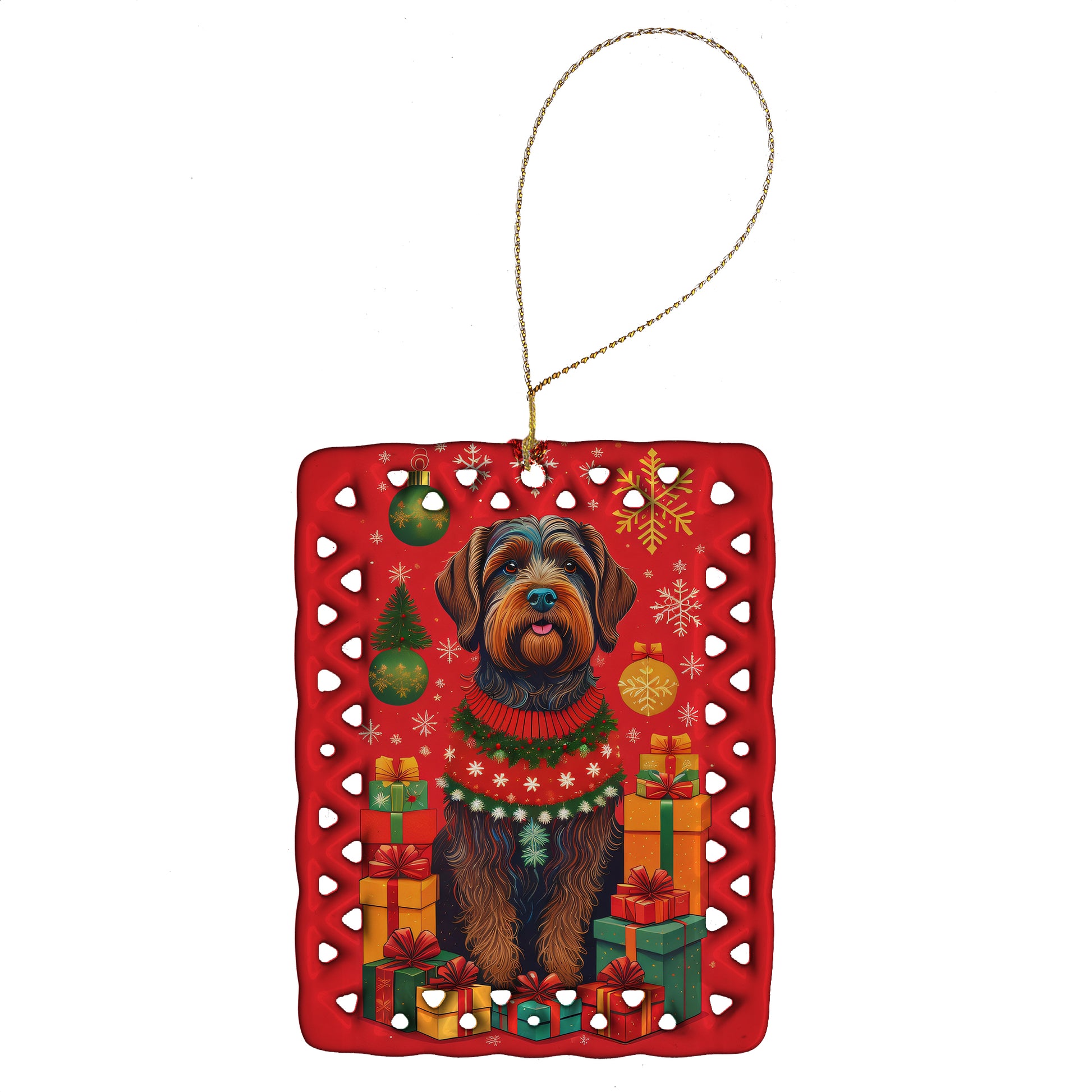 Buy this Wirehaired Pointing Griffon Holiday Christmas Porcelain Ornament