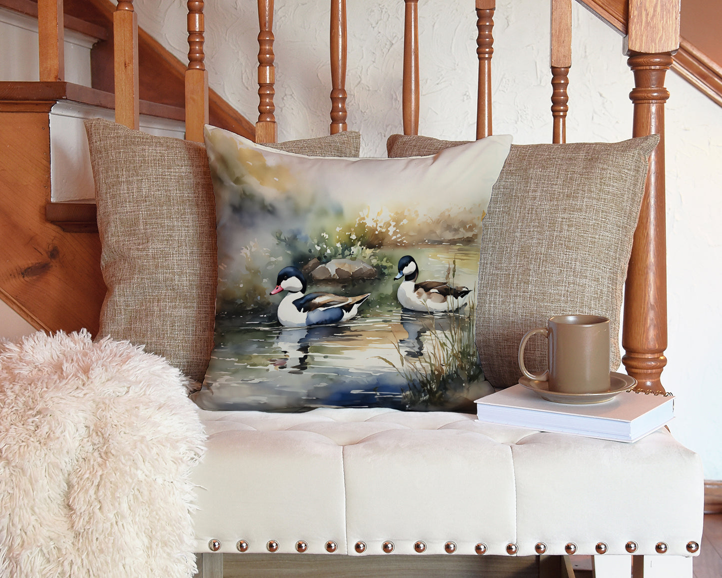 Bufflehead Throw Pillow