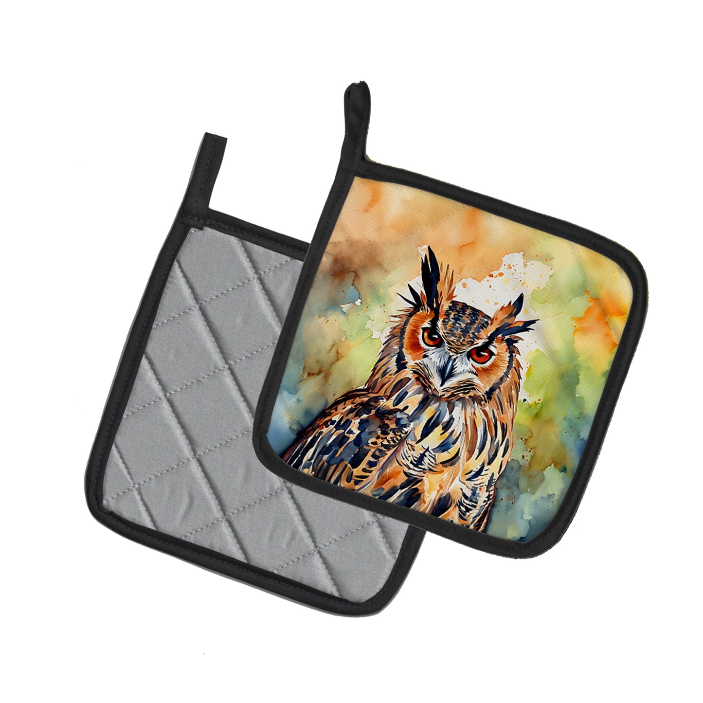 Eurasian Eagle Owl Pair of Pot Holders