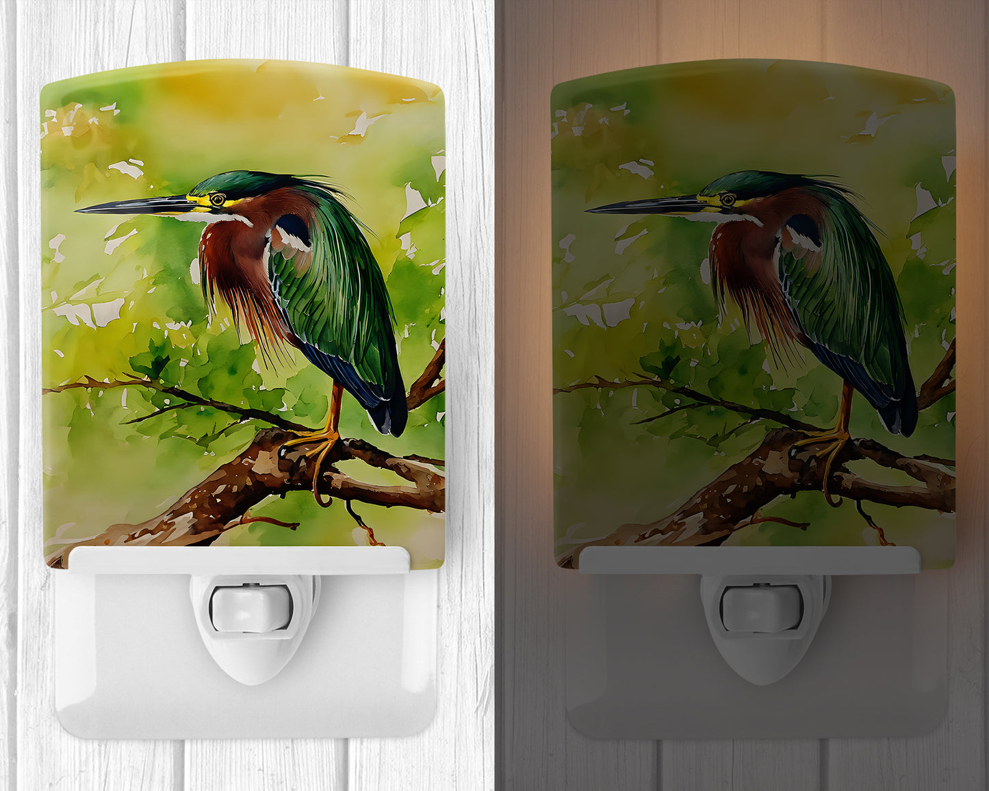 Green Heron Ceramic Night Light