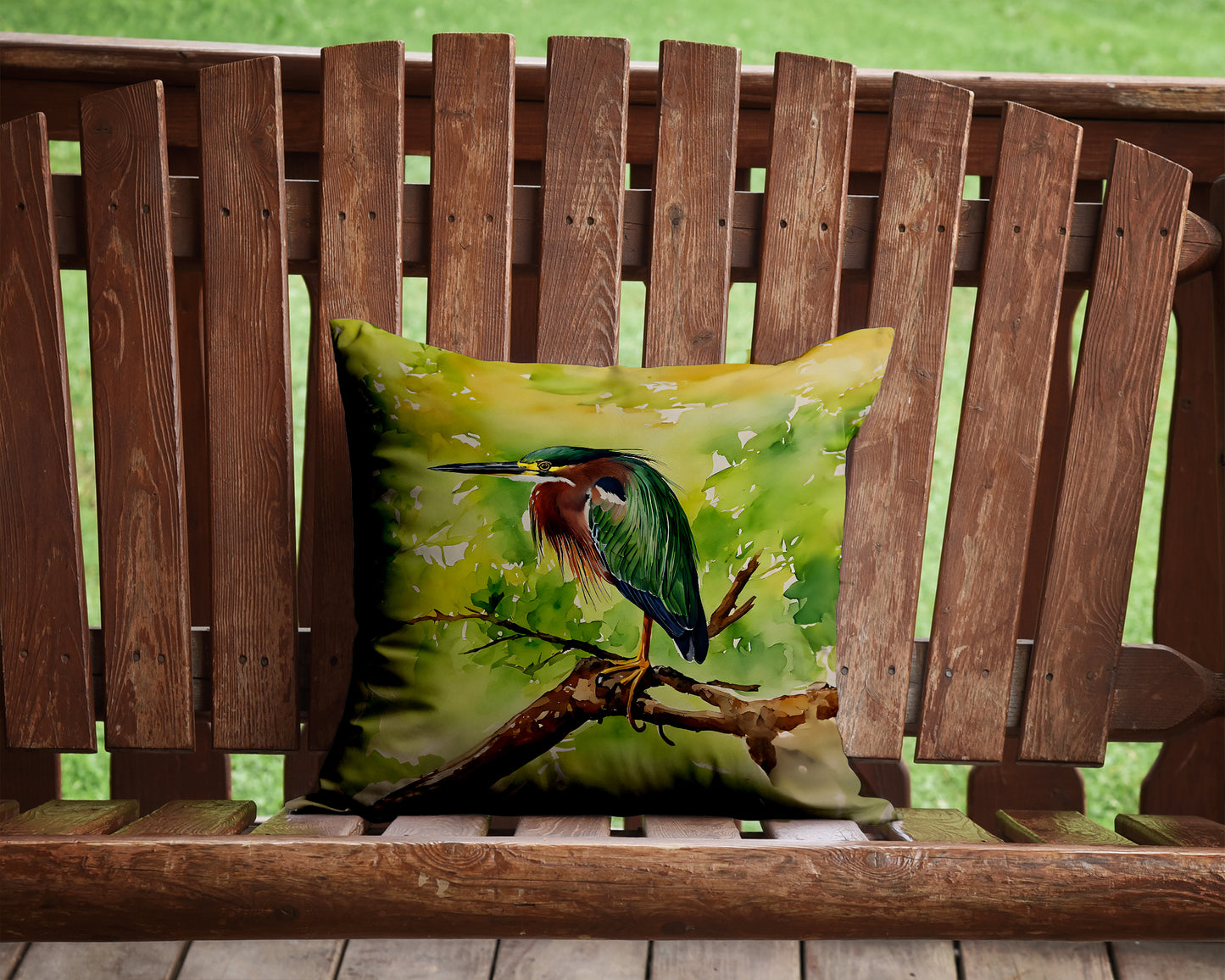 Green Heron Throw Pillow