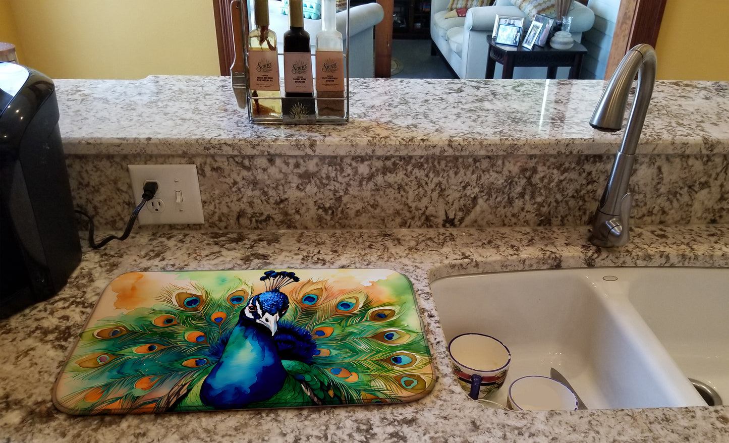 Peacock Dish Drying Mat