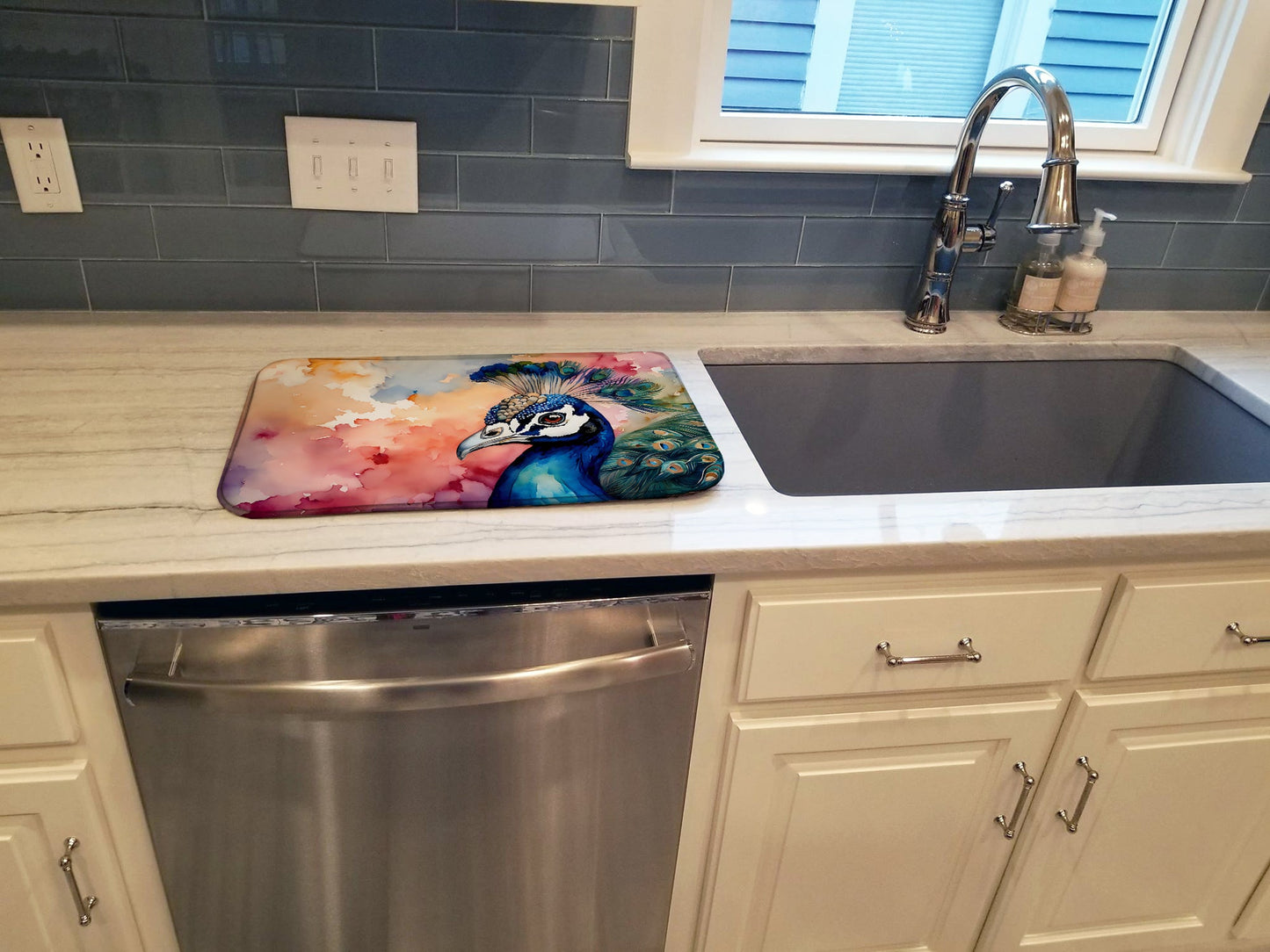 Peacock Dish Drying Mat