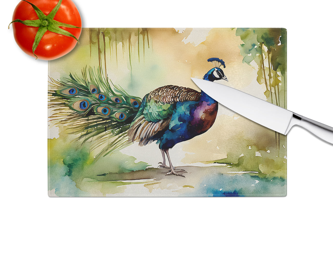 Peacock Glass Cutting Board