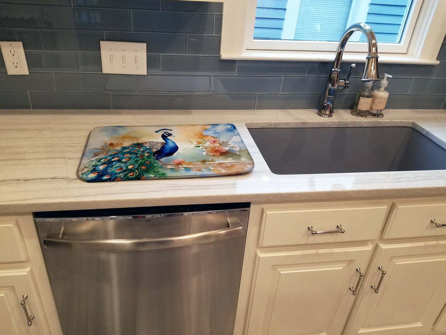 Peacock Dish Drying Mat