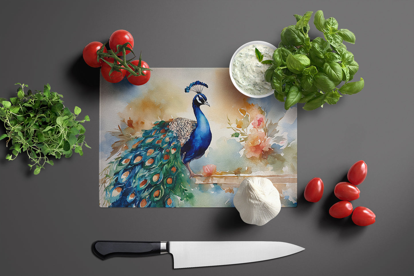 Peacock Glass Cutting Board