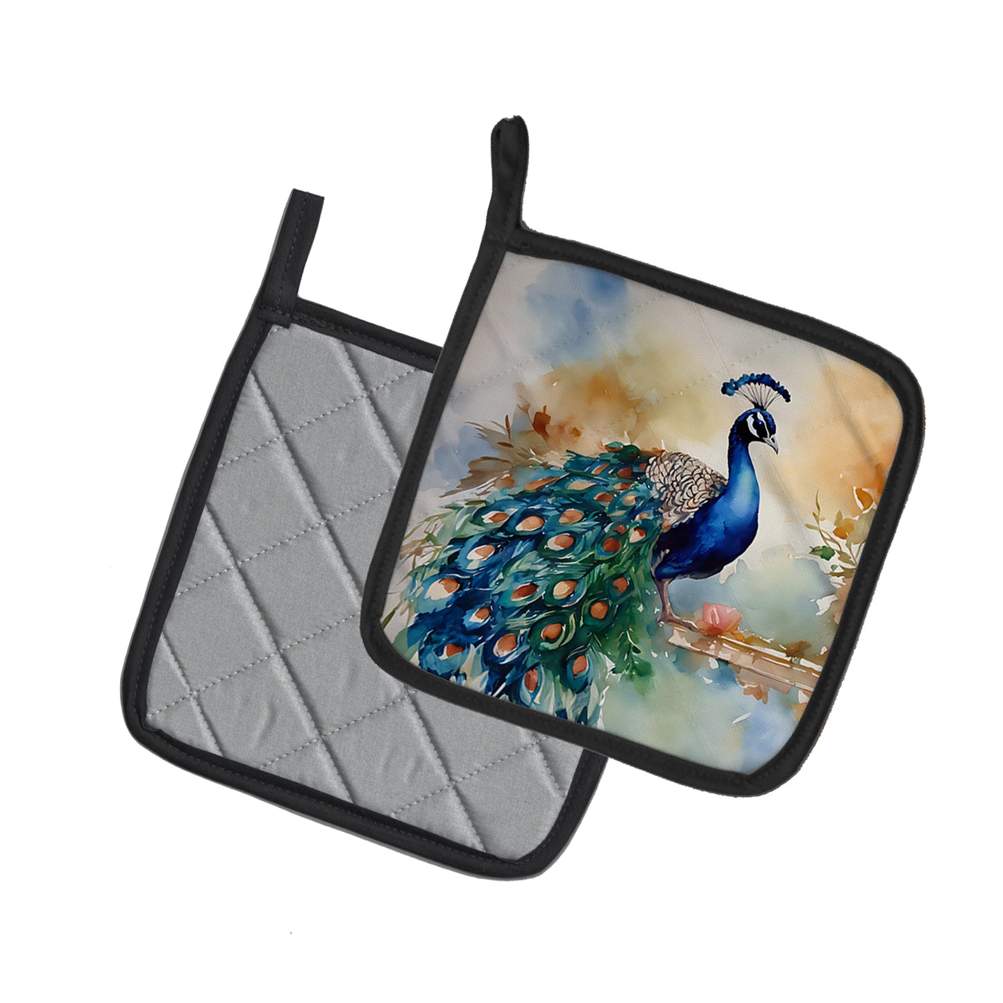 Peacock Pair of Pot Holders