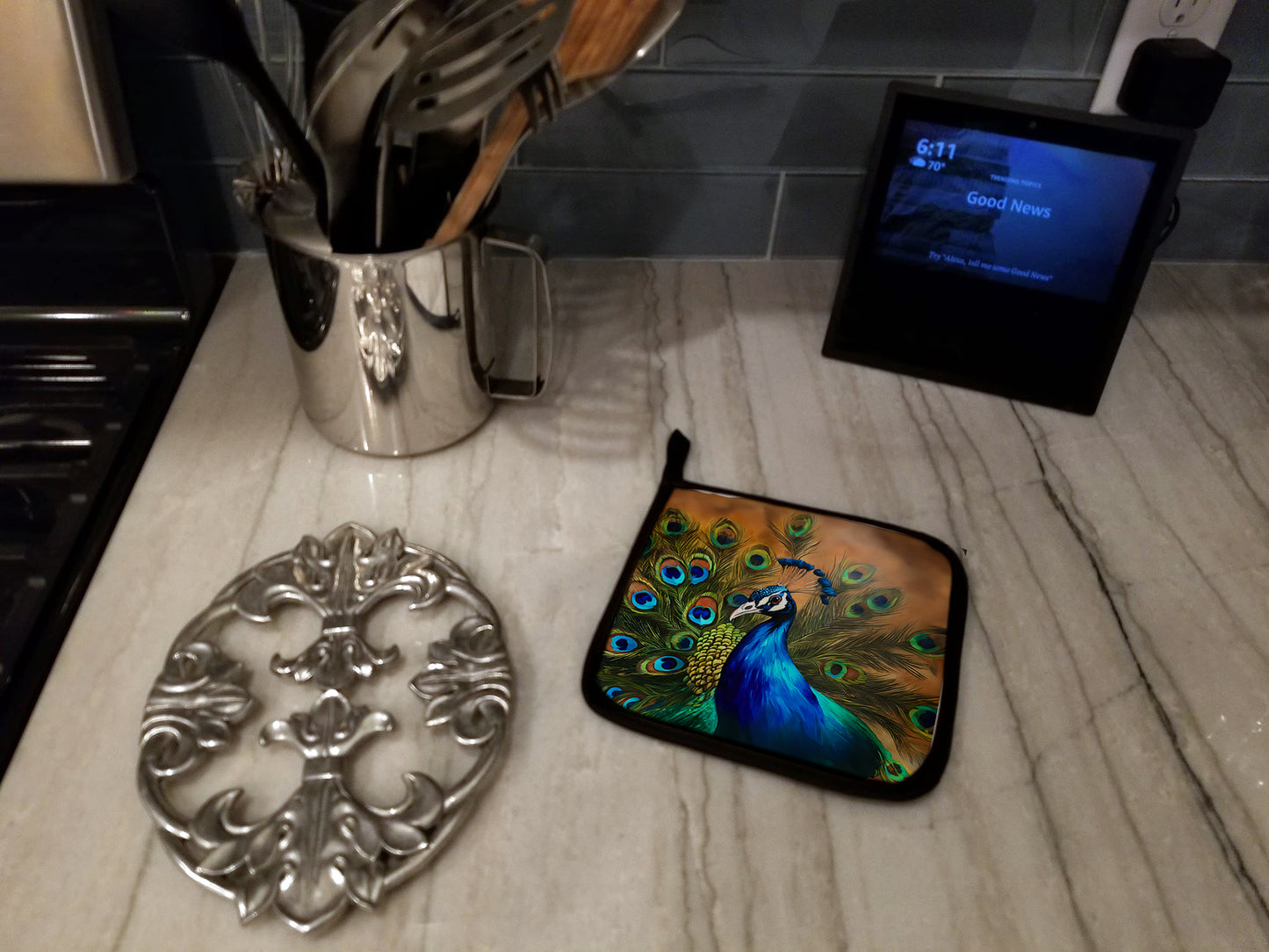 Peacock Pair of Pot Holders