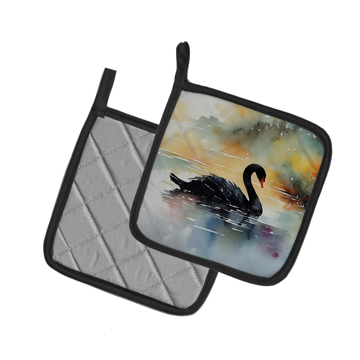 Black Swan Pair of Pot Holders