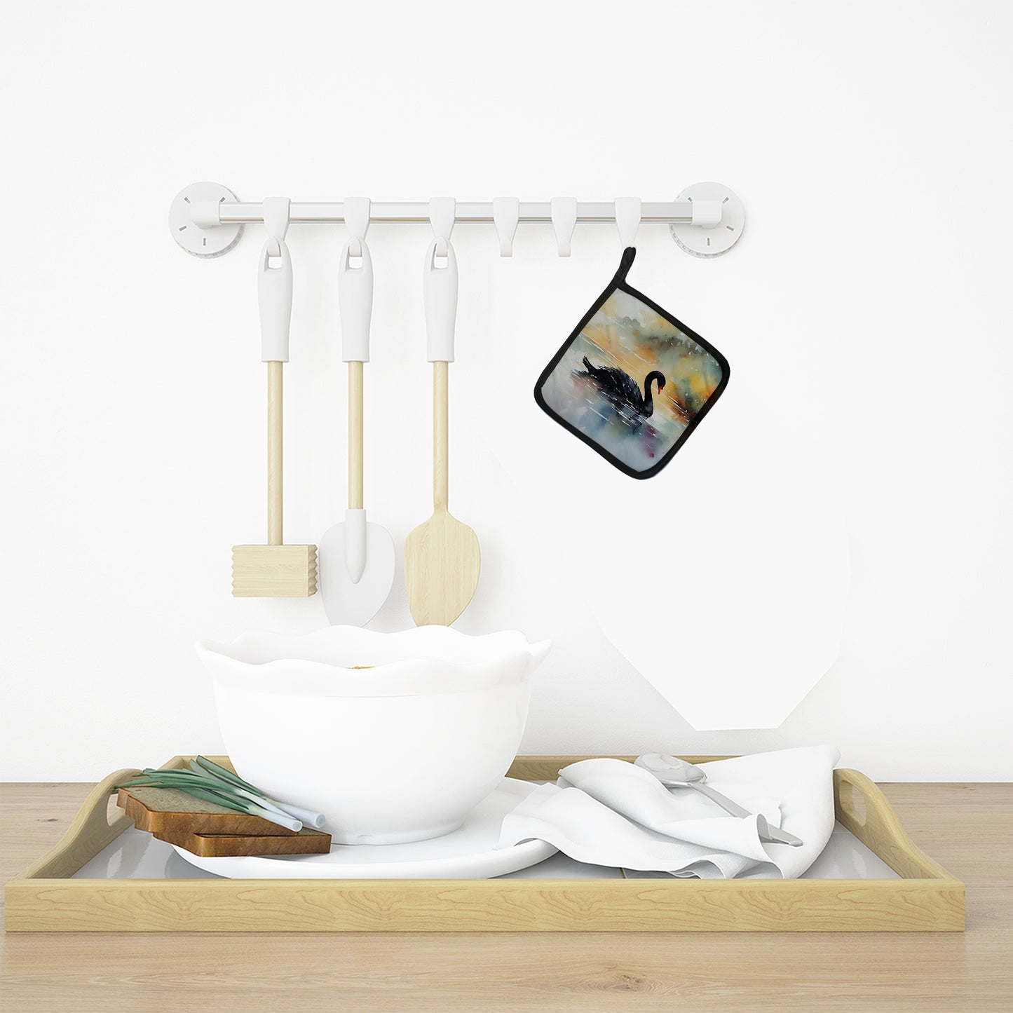 Black Swan Pair of Pot Holders