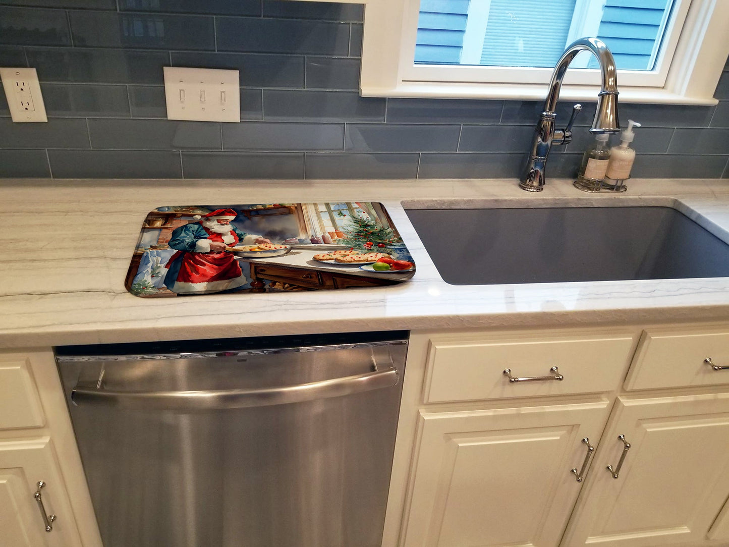 Cookies with Santa Claus Babbo Natale Dish Drying Mat