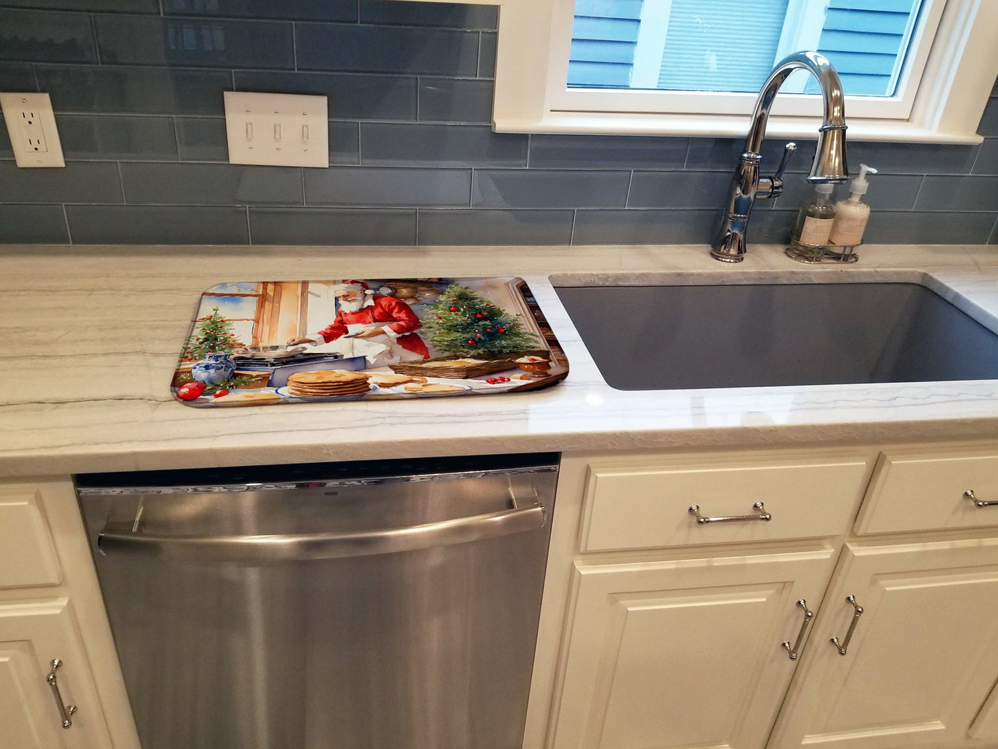 Cookies with Santa Claus Babbo Natale Dish Drying Mat