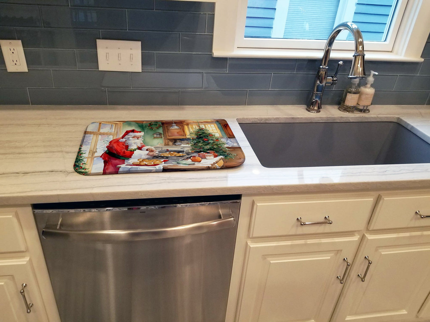 Cookies with Santa Claus Father Christmas Dish Drying Mat