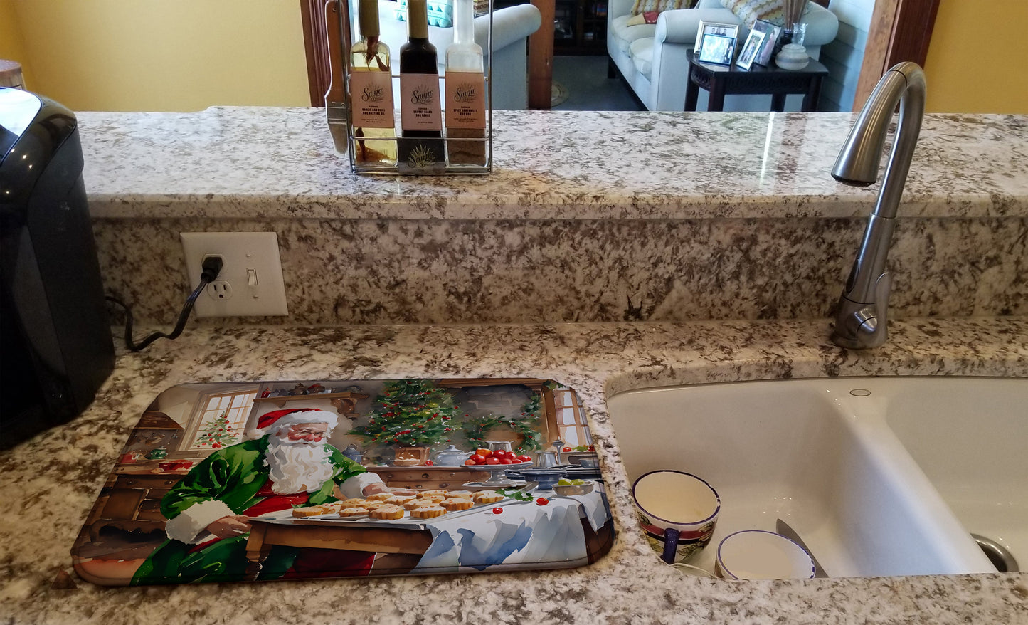 Cookies with Santa Claus Father Christmas Dish Drying Mat